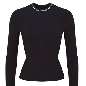 DOLCE & GABBANA x SKIMS Cotton Jersey Long Sleeve Shirt in Onyx/Black - Size XS